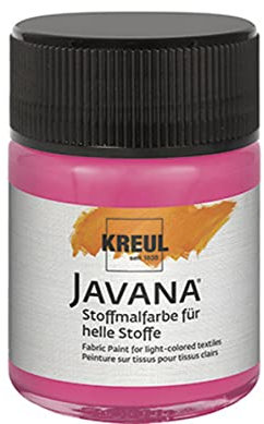 KREUL 91936 - Javana Stoffmalfarbe für helle Stoffe, 50 ml Glas in pink, geschmeidige Farbe auf Wasserbasis mit cremigem Charakter, dringt fasertief ein, waschecht nach Fixierung