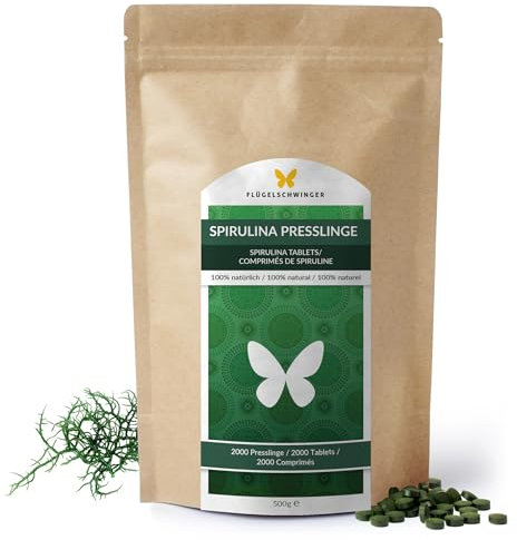 500g Spirulina-Presslinge, 2000 Tabletten 'a 250mg, 100% natürlich, Rohkostqualität, ohne Zusätze, schonende Verarbeitung bei niedrigen Temperaturen (500g)