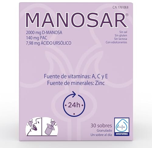 Arafarma MANOSAR® Granulado - Vía oral - Complemento Alimenticio para el Funcionamiento del Sistema Urinario y la Prevención de ITUS Recurrentes - Mejora la Sintomatología