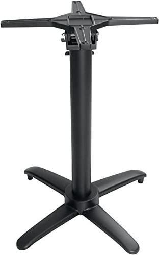 Bolero Aluminium Flip Top Table Base, Black | Nesting mechanism provides compact storage, while adjustable gliders ensure stability for indoor and outdoor commercial use.