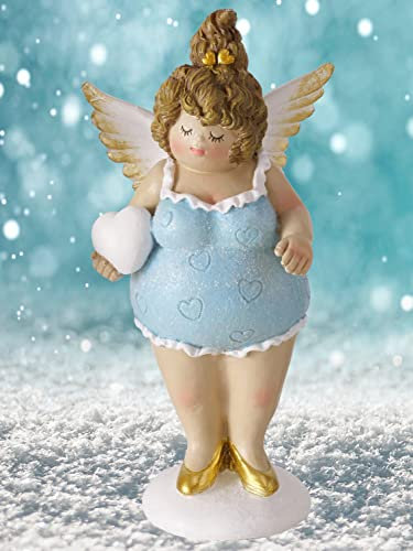 Pommerntraum | Dekorationsfigur Weihnachtsengel Glücksengel molliger Schutzengel Molly-Engel Nana Engel mollige Dame Friedensengel Rubensengel (blau)