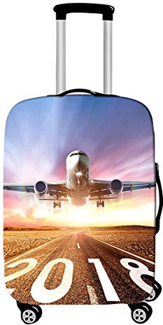 DOTBUY Elastisch Kofferhülle, 3D Flugzeug Reise Kofferschutzhülle Gepäck Cover Reisekoffer Hülle Schutz Bezug Schutzhülle Waschbare Reisetasche Kofferbezug (J,L (26-28 Zoll))