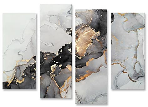 islandburner Wandbild Luxus Abstrakte Flüssigkunst Marmor Gold auf Leinwand Bilder Bild Poster