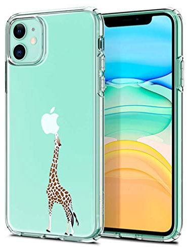 Emlivi Coque de Protection pour iPhone 11 - Etui de Silicone Souple Housse - avec Modèle de Fleur Case - Transparente Cristal Cover - Ultra Fine - de Protection pour iPhone 11 - Girafe