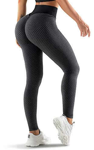 Oielai TIK Tok Leggings Femme, Sport Push Up Anti-Cellulite Slim Fit Butt Lift Leggings Pantalons de Yoga à Taille Haute pour Femme, Noir Blanc, XL