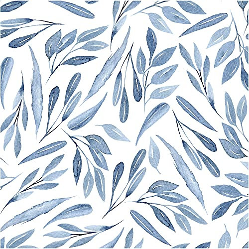UniGoos Carta da parati con foglie di acquerello e bastone, in vinile, rimovibile, motivo: foglie di ramo astratte, autoadesiva, per armadio, soggiorno, decorazione fai da te, 45 x 299,7 cm