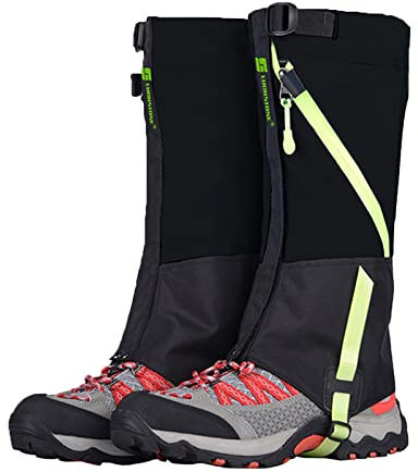 Gamaschen Herren Damen Wasserdicht, Gamaschen Kinder Winter, Gamaschen Wandern Outdoor Zum Schutz Von Hose&Schuhe Vor Schnee/Regen/Insekten, Zum Trekking, Klettern, Jagen, Ski (Kind, Schwarz)