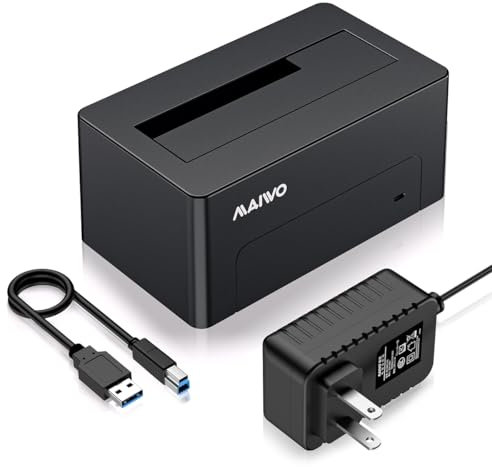 MAIWO SAS to USB 3.0 Adapter, SAS SATA Hard Drive Enclosure Reader for 2.5 3.5 Inch HDD SSD, 24TB Capacity, External Hard Drive Docking Station with 12V/2A Power, Tool Free