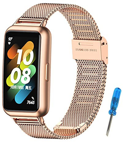 MIJOBS Armband Kompatibel mit Huawei Band 7 - Edelstahl Metallbänder Ersatzband für Huawei Band 7 Standard & NFC Edition