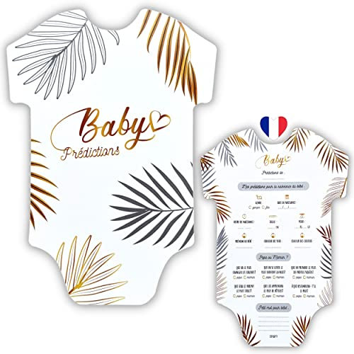 Céparty x25 Carte de Jeu Baby Shower - Kit pour Gender Reveal et Fete prénatale - Animation Tendance de pronostic Naissance du Futur bébé Fille ou Garcon - Cartes d'activité babyshower Mixte Gold Or