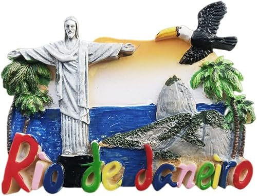 Kühlschrankmagnete, 3D Rio de Janeiro Brasilien Kühlschrankmagnet Tourist Souvenir Kühlschrank Magnetischer Aufkleber Handbemalt (Color : Rio De Janeiro Brazil, Size : 8.4X6.5 cm)