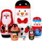 Ciieeo 6pcs Christmas Russian Nesting Dolls Wooden Matryoshka Dolls Christmas Russian Wooden Stacking Nested Stacking Dolls Toy for Christmas Party