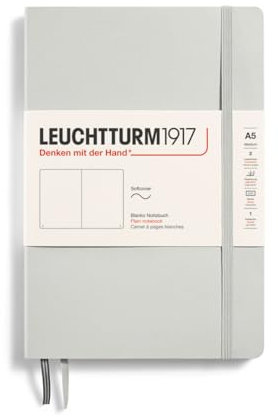 LEUCHTTURM1917 367262 Notizbuch Medium (A5), Softcover, 123 nummerierte Seiten, Light Grey, blanko
