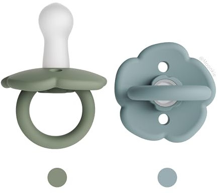 Moonkie Ciuccio per Bambini 6-18 Mesi, Ciuccio per Neonati, Ciuccio Tutto in Silicone, Succhietti a Forma di Petali, Ciuccio senza BPA, Super Morbido, Succhietto Set di 2