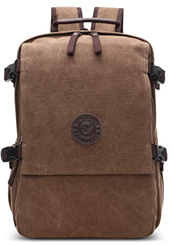 DORRISO Reise Herren Rucksack Mode Canvas Schulrucksack Teenager Daypacks Casual Laptop Rucksack für 15.6 Zoll Laptop Geschäft Arbeit Bergsteigen Campus Laptop Rucksack Braun