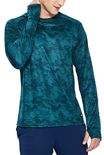 MIER Herren UPF 50+ Camo Angelshirts Quick Dry Langarm Camouflage Kajak Wandern T-Shirts UV Sonnenschutz, Dunkelgrün, XL