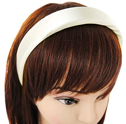 axy Haarreif mit Stoff gepolstertes Candy Colours und Satin Bezogen - Wunderschön Damen Stirnband Haarschmuck Haarreifen HRK7A (Weiss)