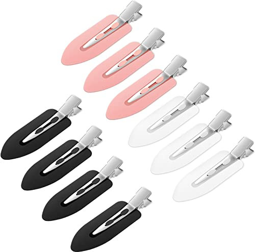Sularpek 10 Piezas de Pinzas para el Pelo sin Doblar, sin Dobleces, sin Marcas, sin Arrugas, sin Pliegues Pinzas para el Cabello Clips de Peinado para Peinados Pinzas para Rizos(Negro, Blanco, Rosa)