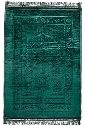 HOMELUX Gebetsteppich Islam Teppiche 80x120cm Prayer Mat Weich Gebetsteppich für Muslime Grün (H-B003)