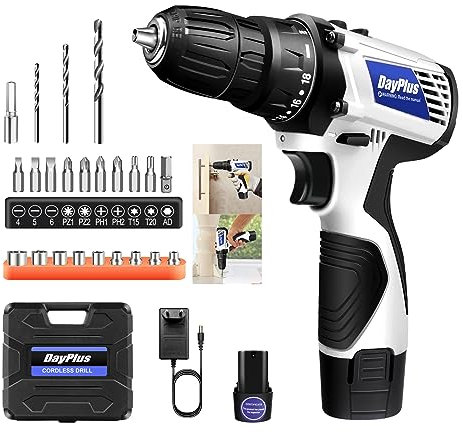 Akkuschrauber Professional 12V Akkuschrauber Klein Akku Bohrschrauber mit 1x 1300mAh Akkus, 45 N·m 18+1 Drehmomenteinstellung, LED-Licht, Akku Schrauber für Haus und Garten DIY Projekt