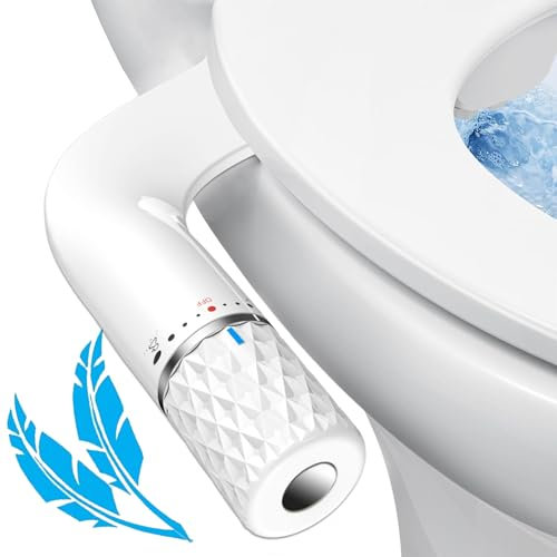 Ultra Slim Bidet-Aufsatz für Toilette, nicht elektrischer Bidet-WC-Aufsatz mit selbstreinigender Doppeldüse (Feminine & Heckwäsche), einstellbarer Wasserdruck, weiß, BELLEARLY