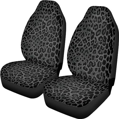 Talayituse Schwarz Leopard Print Auto Sitzbezüge 2 teile/satz Hohe Rückenlehne Stretchy Eimer Sitzbezug Auto Protector Vordersitze Abdeckung