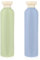 WLLHYF Lot de 2 flacons souples rechargeables en plastique avec bouchon à rabat - Accessoires de voyage pour shampooing, crèmes, lotion, après-shampoing (vert bleu, 260 ml)