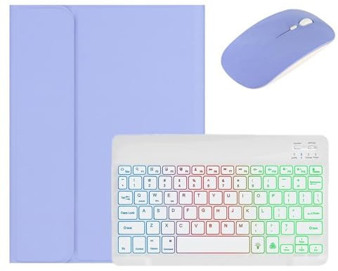 kaidisen Backlit keyboard Case for iPad Air 11 inch M3/M2 (2025/2024)/ Air 5th/4th Generation 10.9 inch Case with Mouse and Detachable Backlight Keyboard,Purple+White