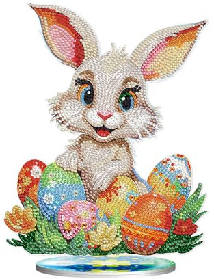 NSXIN 5D Diamond Painting Ostern Deko, DIY Diamant Malerei Bilder Kit Ostern Tisch Dekoration, Handwerk Applique Mosaik Hase Ostereier Dekoration (Stil N)