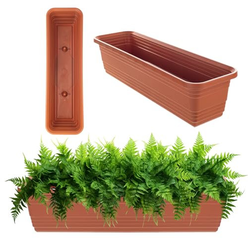 KADAX Fioriera da balcone, in plastica, resistente alle intemperie, per la coltivazione di fiori, erbe e piante (rosso mattone, 60 cm), K9972