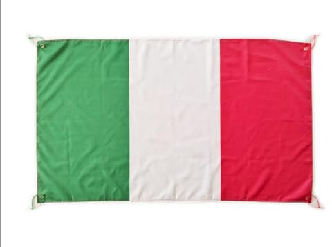 Bandiera Italia Grande 150 x 90 cm, Bandiera Italia per Balcon 4 Occhielli e 4 Fascette, Bandiere Italia Grandi per Eventi Sportivi