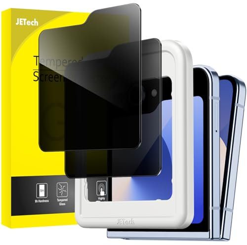 JETech Front Sichtschutz für Galaxy Z Flip 7 FE 2025 / Z Flip 6 2024, Anti-Spy Gehärtetes Glas Schutzfolie mit Einfachem Installationswerkzeug, Hat Keinen Einfluss auf die Hülle, 2 Stück