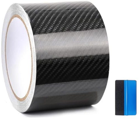 NewL Nastro adesivo in vinile 6D in fibra di carbonio, 10 cm x 900 cm, nero, autoadesivo, impermeabile, lucido, per interni auto, moto, laptop