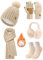 PASUDA Mütze Schal Handschuhe Set Damen Winter Warme Fleece Gefütterte Strickmütze mit Bommel Lang Schal Touchscreen Strickhandschuhe Plüsch Ohrenschützer Dicke Socken 5 Stück Set (Khaki, One Size)