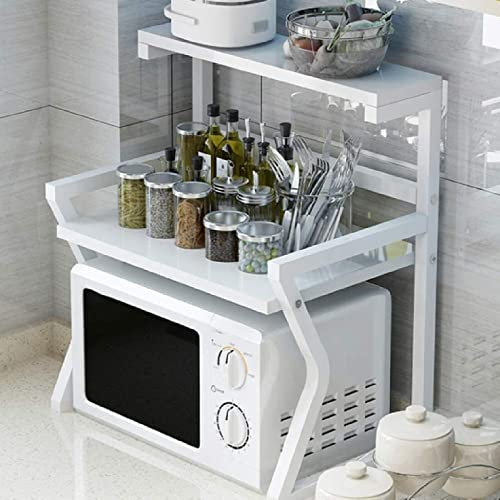 Étagère de Rangement pour Micro-Ondes, étagère pour Four à Micro-Ondes, étagère de comptoir, Organisateur de comptoir de Cuisine, Grille-Pain, Supports 30 kg/Blanc, Noir