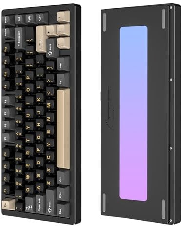 LexonElec x Attack Shark X75 CNC-Aluminium 75% kabellose Gaming-Tastatur, Tri-Modus-BT/2.4G/Verkabelt, mechanische RGB-Tastatur auf Dichtung montiert, 10000mAh Batterie, Unterstützt Win/Mac-Schwarz