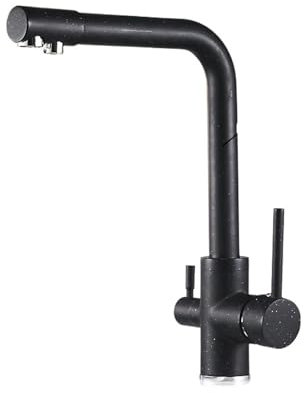 SFEWF Filtro de Lavabo G3/8 Instalación de encimera de Cocina Grifo Mezclador Giratorio de 360 Grados con función de purificación de Agua (Negro)
