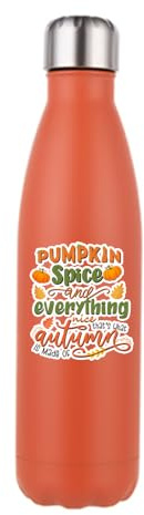 Giftme Pumpkin Spice and Everything Nice, Autumn Gift, Stainless Steel Bottle. (Matt Orange)