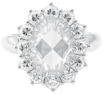 Wycian Eheringe Damen Einzeln, Weissgold Ring Frauen 18K Blume Größe 63 (20.1) 3 Moissanit 3Ct Rundschliff D Farbe Gravur Für Valentinstag