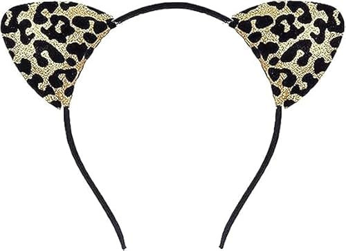 LUYANFX 2 Stück Leopard Kostüm Set, Tier Leopard Ohren Stirnband mit Temporäre Tattoos,Leopard Kostüm Zubehör für Halloween Cosplay Partys, Karneval Party, für Kinder Erwachsene (B)