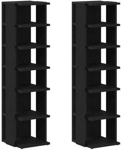 vidaXL Schuhschränke 2 STK. Schwarz Eichen-Optik 25x27x102 cm