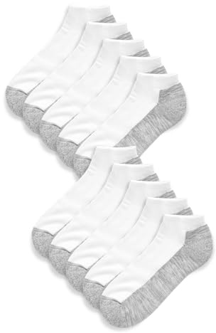NEXT Herren Gepolsterte Sneakersocken, 5er-Pack Weiß/Grau 43-45