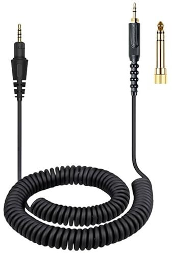 Taoricen Cable de audio Compatible con Pioneer DJ HDJ-CUE1 HDJ-CUE1BT HDJ-X5 HDJ-X7 HDJ-S7 Auriculares, Retráctil Cable de muelle, con 6,35-mm Adaptador (2,5 m)