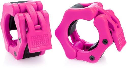 Greententljs Olympic Barbell Collar 2 inch Quick Release Pair of Locking 2 Pro Weight Bar Plate Locks Clamp Clips for Workout Weightlifting Fitness Training (Pink Matte)
