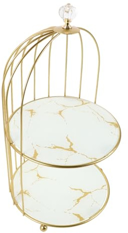COSMEVIVI Metal Bird Cage Cupcake Ständer Eleganter Dessert Display Für Hochzeiten Geburtstagsfeiern Und Zuhause Goldfarbene Etagere Mit Weißen Vogelkäfig-details Einfach Aufzubauen