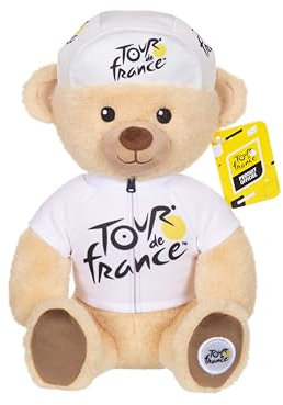 Gipsy Toys - Plüschtier Bär Trikot und Kappe Bester Junger Sieger Weiß 24 cm - Offizielles Plüschtier der Tour de France. EIN Bär, der die zukünftigen Champions feiert