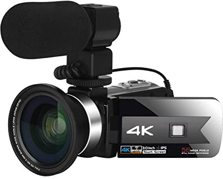 AUBEST Caméra Vidéo, Caméscope de caméra vidéo 4K Ultra HD 56MP 3.0 Pouce 16x Zoom numérique Ivre Caméscope enregistreur Vlogging de Vision Nocturne(32G SD Card,Zwart)