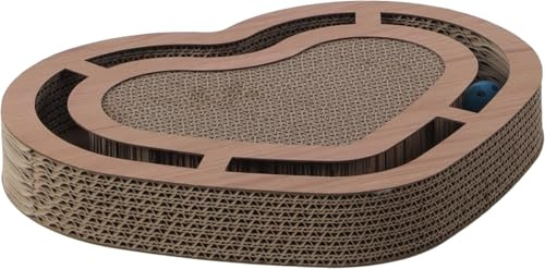 Griffoir pour Chat – Flamingo Poro Brun – 42,5x33,5x5,5 cm – avec Herbe à Chat – Balle à grelot