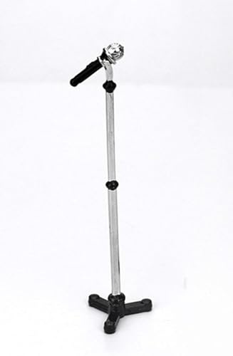 Accessoires de décoration pour maison de poupée noire, mini maison de poupée 1:12, modèle de scène miniature, microphone avec support, jouet, décoration, meubles de maison de poupée, microphone
