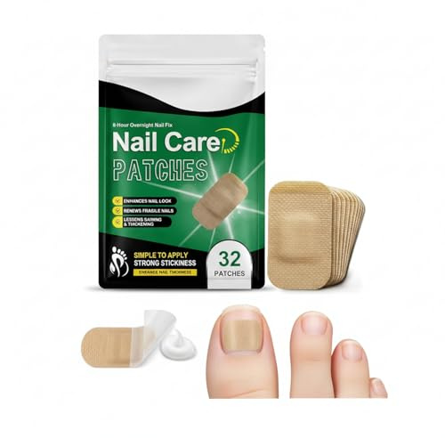 Fungal Nail Patches Maximum Strength 32PCS - 8-Hour Overnight Nail Repair Pads for Damaged Toenails & Fingernails, Rapid-Acting Treatment to Restore Healthy Nails